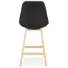 Tabouret de bar chaise de bar mi-hauteur design pieds bois naturel ILDA MINI  (noir)