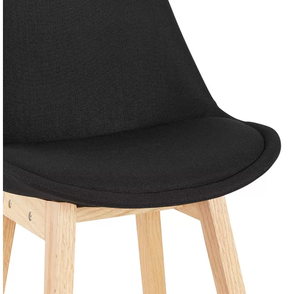 Tabouret de bar chaise de bar mi-hauteur design pieds bois naturel ILDA MINI  (noir)