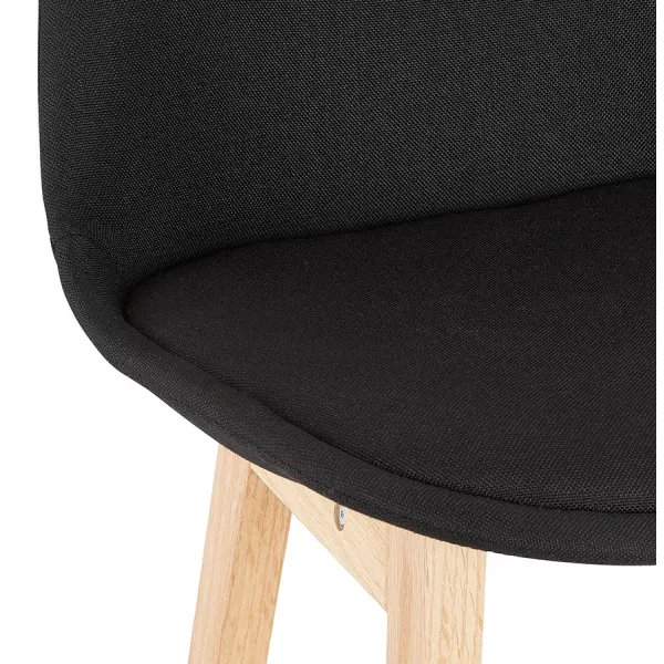 Tabouret de bar chaise de bar mi-hauteur design pieds bois naturel ILDA MINI  (noir)