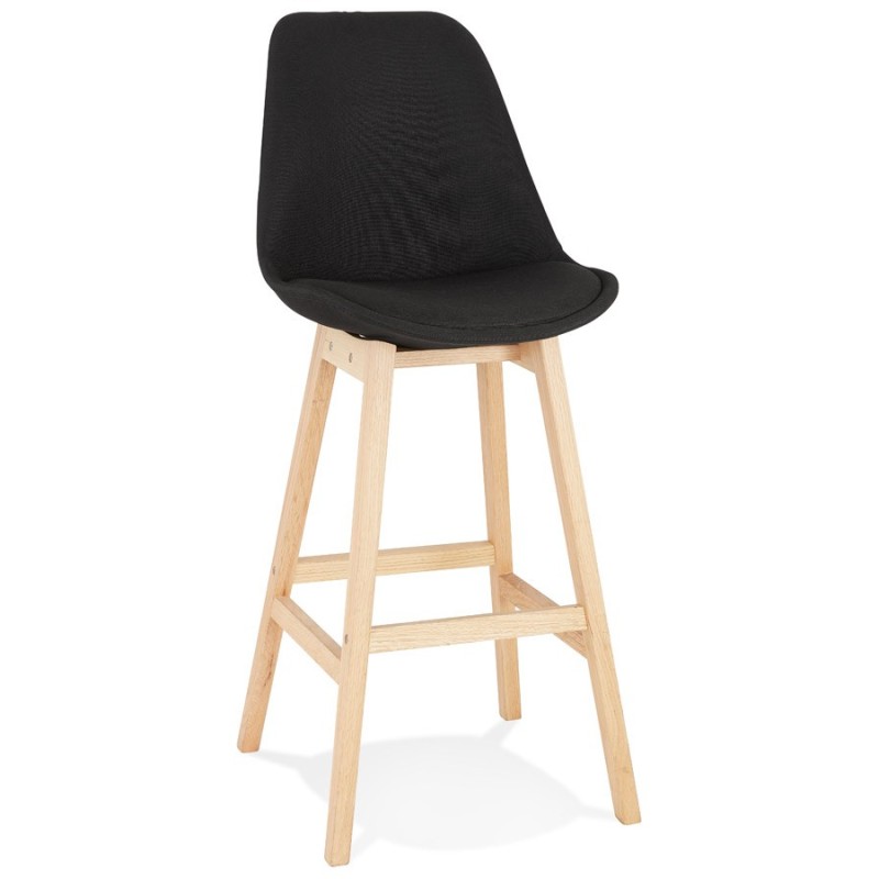 Tabouret de bar chaise de bar pieds bois naturel ILDA (noir)