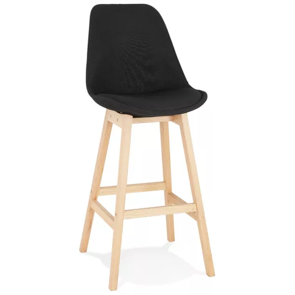 Tabouret de bar chaise de bar pieds bois naturel ILDA (noir)