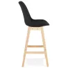 Tabouret de bar chaise de bar pieds bois naturel ILDA (noir)