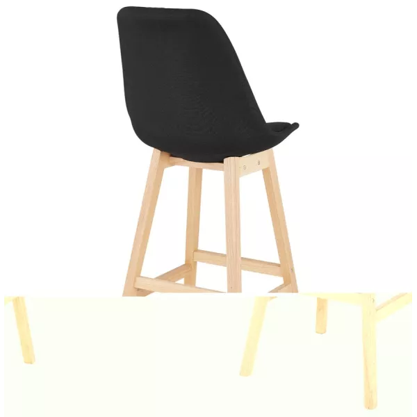 Tabouret de bar chaise de bar pieds bois naturel ILDA (noir)