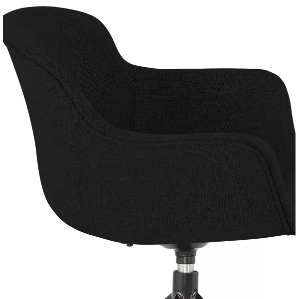 Chaise design avec accoudoirs en tissu pieds métal noirs AYAME (noir)