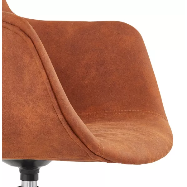 Chaise design avec accoudoirs en microfibre pieds métal noirs KIYO (marron)