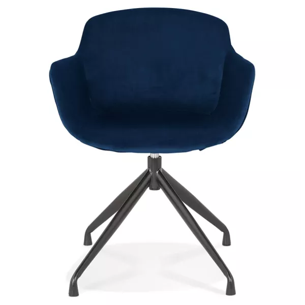 Chaise design avec accoudoirs en velours pieds métal noirs KOHANA (bleu)