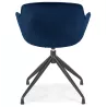 Chaise design avec accoudoirs en velours pieds métal noirs KOHANA (bleu)