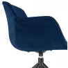 Chaise design avec accoudoirs en velours pieds métal noirs KOHANA (bleu)