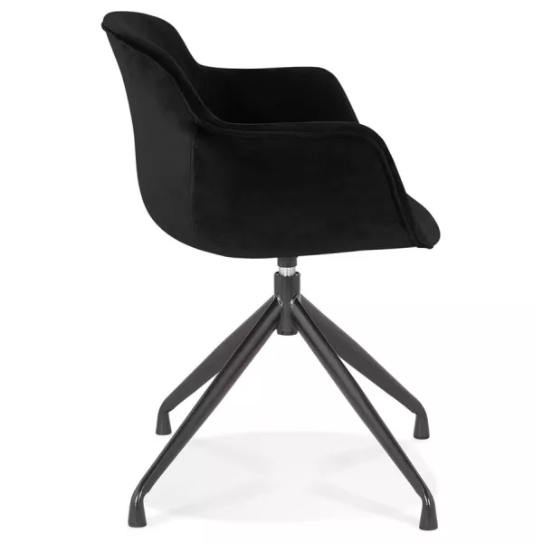 Chaise design avec accoudoirs en velours pieds métal noirs KOHANA (noir)