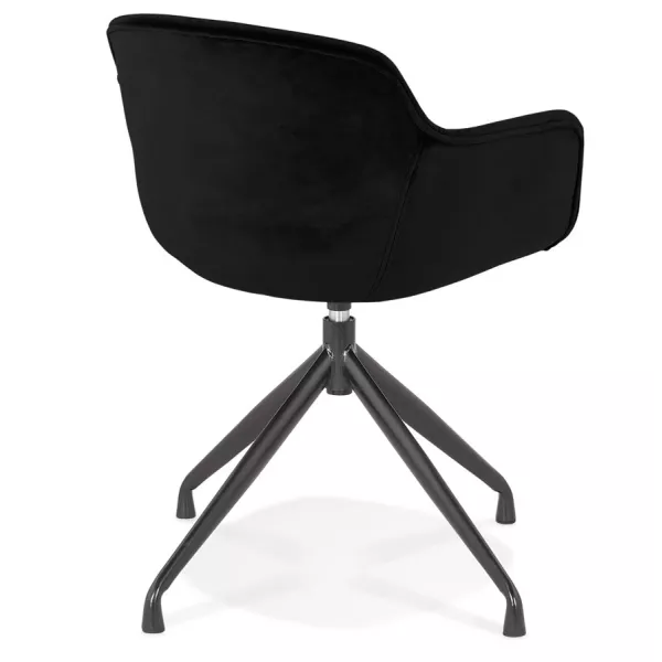 Chaise design avec accoudoirs en velours pieds métal noirs KOHANA (noir)