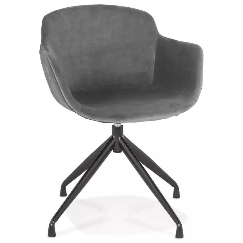 Chaise design avec accoudoirs en velours pieds métal noirs KOHANA (gris)