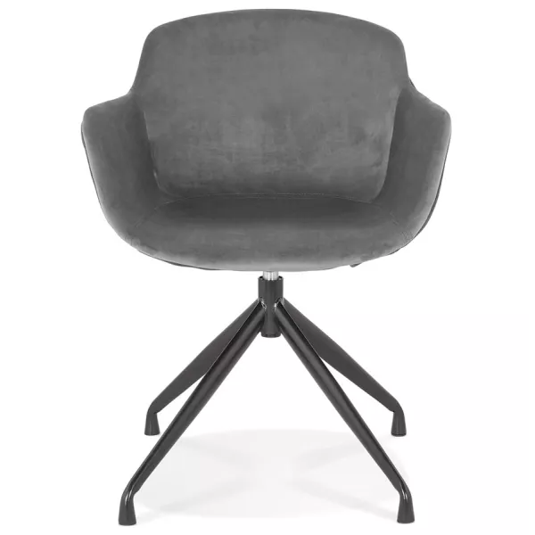 Chaise design avec accoudoirs en velours pieds métal noirs KOHANA (gris)