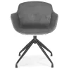 Chaise design avec accoudoirs en velours pieds métal noirs KOHANA (gris)