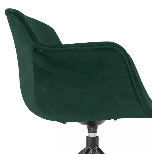 Chaise design avec accoudoirs en velours pieds métal noirs KOHANA (vert)