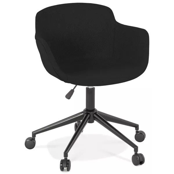 Chaise de bureau sur roulettes en tissu pieds métal noirs ALARIC (noir)