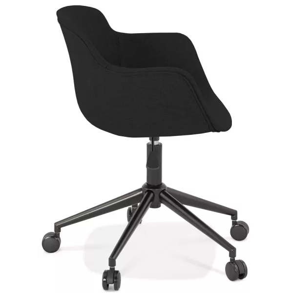 Chaise de bureau sur roulettes en tissu pieds métal noirs ALARIC (noir)