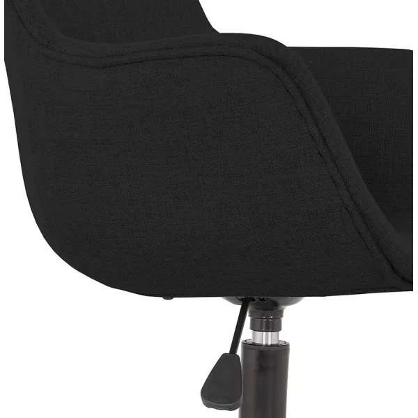 Chaise de bureau sur roulettes en tissu pieds métal noirs ALARIC (noir)