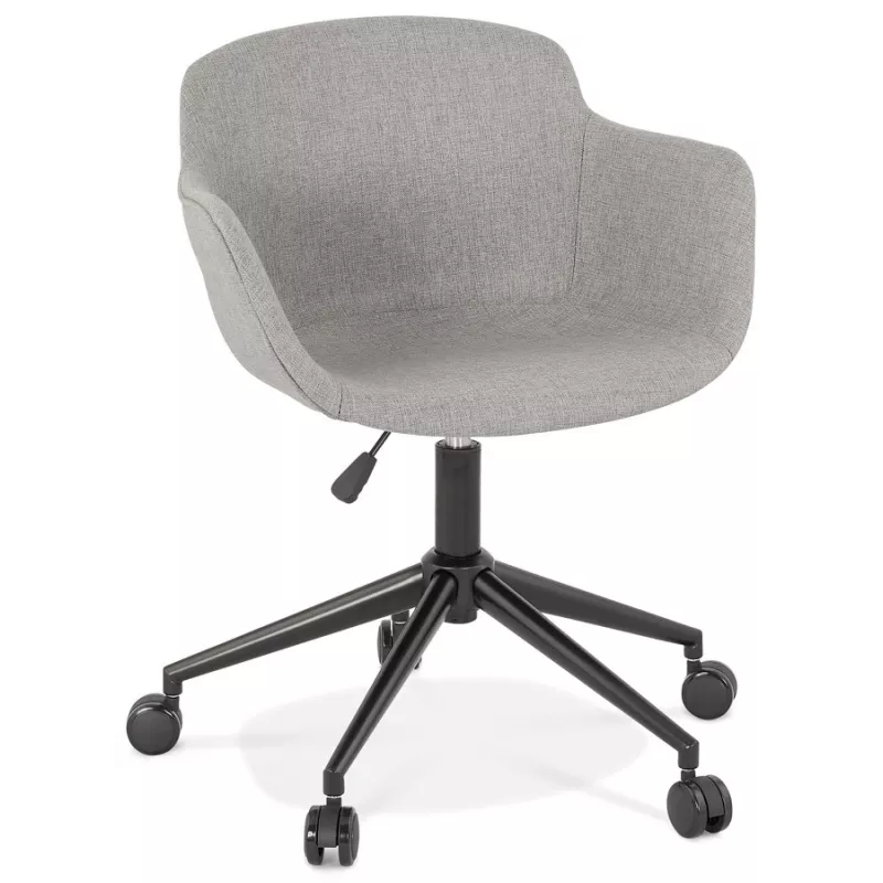 Chaise de bureau sur roulettes en tissu pieds métal noirs ALARIC (gris)