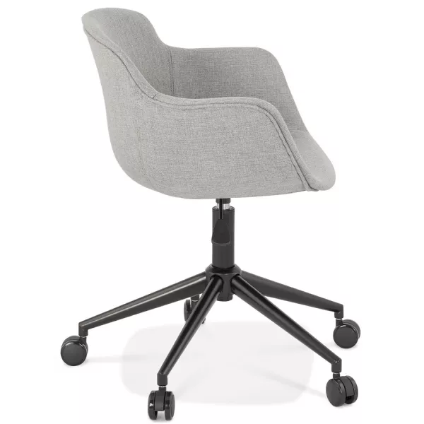 Chaise de bureau sur roulettes en tissu pieds métal noirs ALARIC (gris)