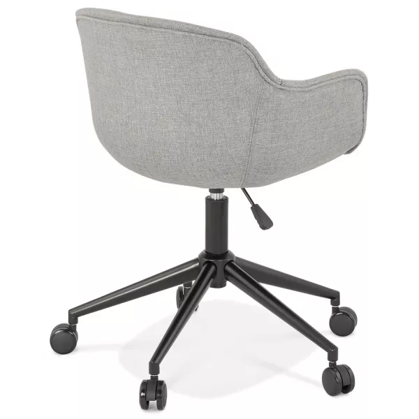 Chaise de bureau sur roulettes en tissu pieds métal noirs ALARIC (gris)