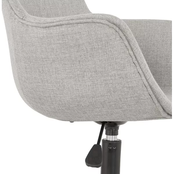 Chaise de bureau sur roulettes en tissu pieds métal noirs ALARIC (gris)