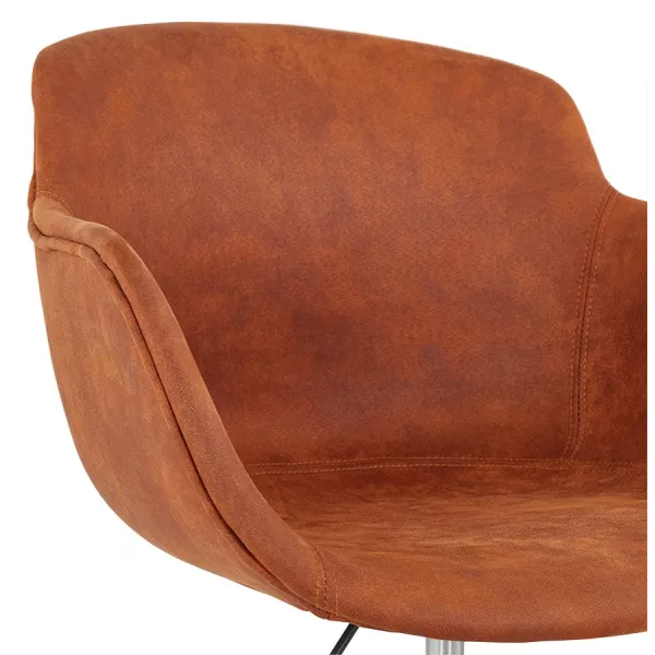 Chaise de bureau sur roulettes en microfibre pieds métal noirs LEOPOLD (marron)