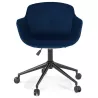 Chaise de bureau sur roulettes en velours pieds métal noirs CEYLAN (bleu)