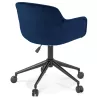 Chaise de bureau sur roulettes en velours pieds métal noirs CEYLAN (bleu)