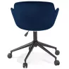 Chaise de bureau sur roulettes en velours pieds métal noirs CEYLAN (bleu)