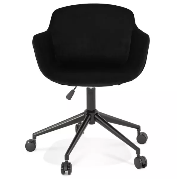 Chaise de bureau sur roulettes en velours pieds métal noirs CEYLAN (noir)