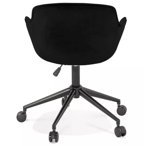 Chaise de bureau sur roulettes en velours pieds métal noirs CEYLAN (noir)