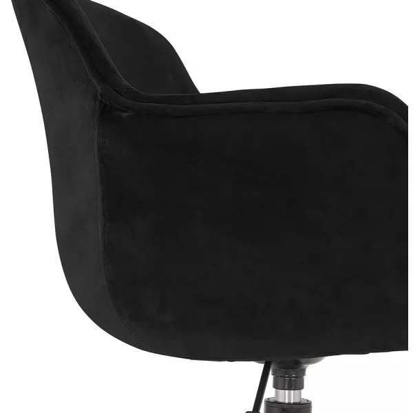 Chaise de bureau sur roulettes en velours pieds métal noirs CEYLAN (noir)