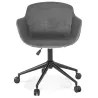 Chaise de bureau sur roulettes en velours pieds métal noirs CEYLAN (gris)