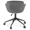 Chaise de bureau sur roulettes en velours pieds métal noirs CEYLAN (gris)