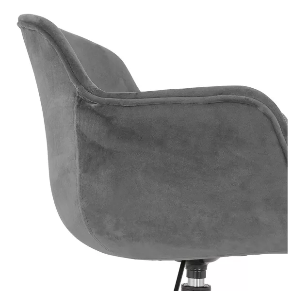 Chaise de bureau sur roulettes en velours pieds métal noirs CEYLAN (gris)