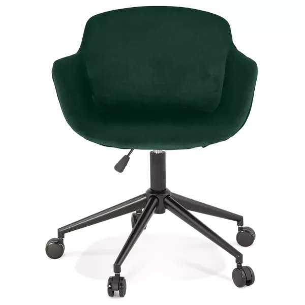 Office chair on wheels in velvet feet black metal CEYLON (green) to associate with High Quality Solid Wood Office Chairs