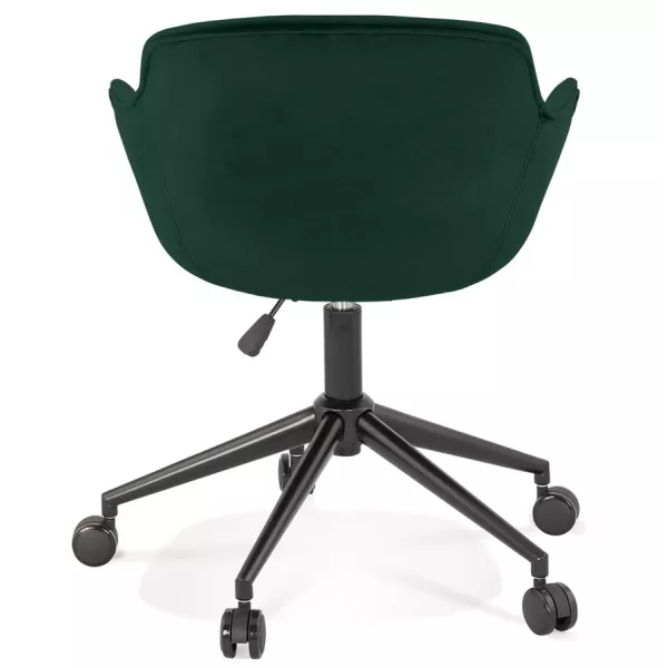 Office chair on wheels in velvet feet black metal CEYLON (green) to associate with Office Chairs Padded for Optimal Comfort