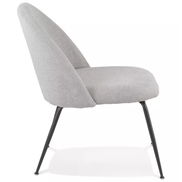 Fauteuil lounge design en tissu et pieds e métal noir CALVIN (gris)