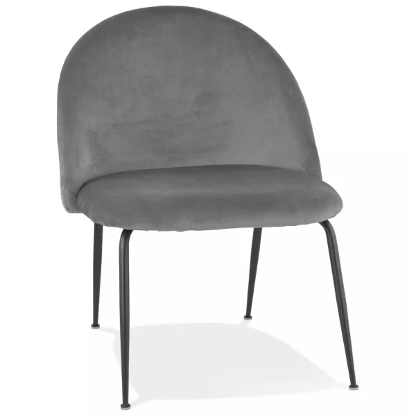 Fauteuil lounge design en velours et pieds e métal noir ARTHUS (gris)