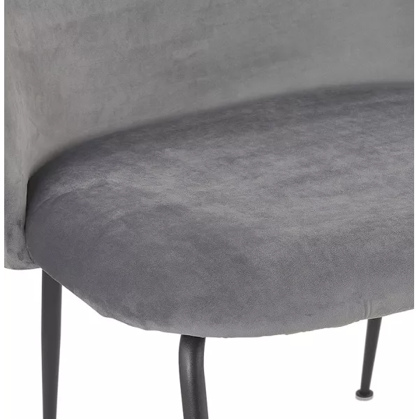 Fauteuil lounge design en velours et pieds e métal noir ARTHUS (gris)