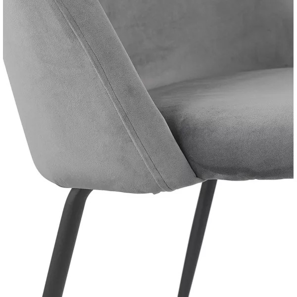 Fauteuil lounge design en velours et pieds e métal noir ARTHUS (gris)