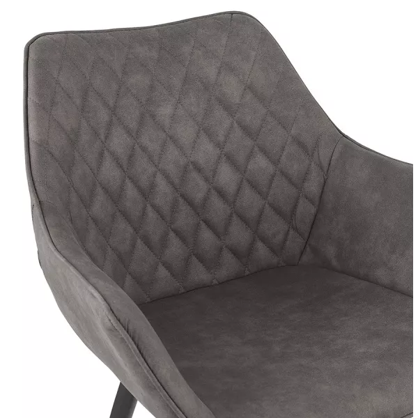 Chaise avec accoudoirs en microfibre pieds métal noirs LENO (gris foncé)