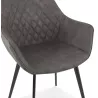 Chaise avec accoudoirs en microfibre pieds métal noirs LENO (gris foncé)