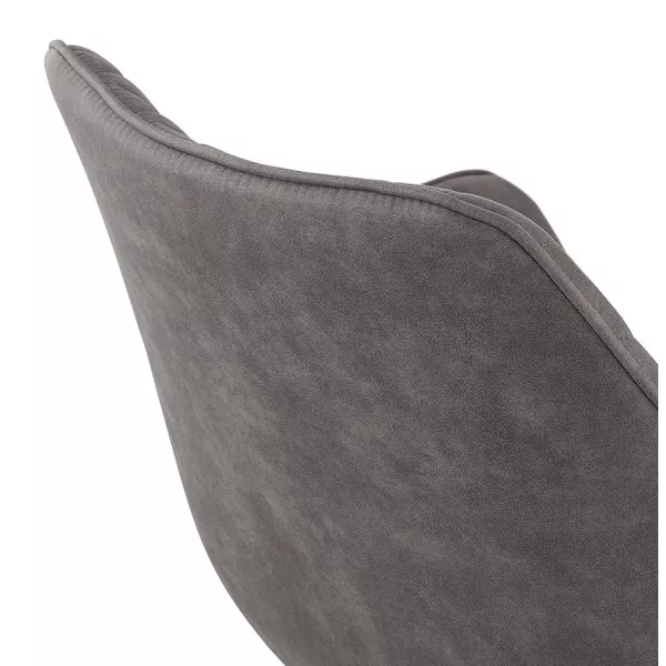 Chaise avec accoudoirs en microfibre pieds métal noirs LENO (gris foncé)