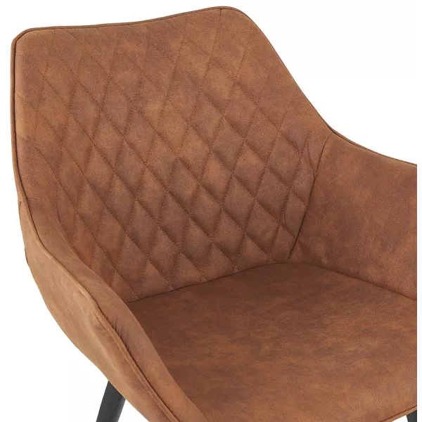 Chaise avec accoudoirs en microfibre pieds métal noirs LENO (marron)