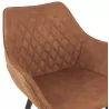 Chaise avec accoudoirs en microfibre pieds métal noirs LENO (marron)