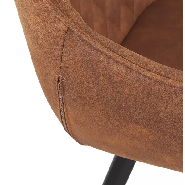 Chaise avec accoudoirs en microfibre pieds métal noirs LENO (marron)