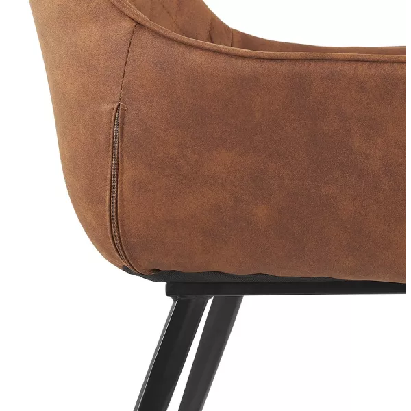 Chaise avec accoudoirs en microfibre pieds métal noirs LENO (marron)