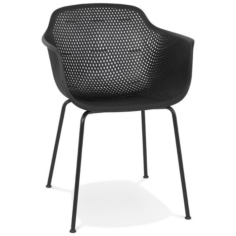 Chaise avec accoudoirs en métal Intérieur-Extérieur pieds métal noirs MACEO (noir)