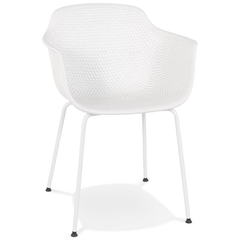 Chaise avec accoudoirs en métal Intérieur-Extérieur pieds métal blancs MACEO (blanc)